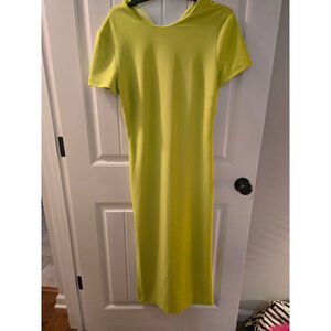 Women's ZARA Lime Green Short Sleeve Midi Dress L